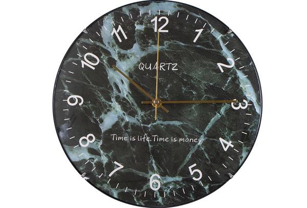 Dekonaz Modern Duvar Saati Mermer Desenli 30x30 cm | Yeşil Beyaz | by-marble-4