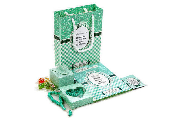 20 PCS - Yasin Set - Beutelgröße - 64 Seiten - Mit Namensschild - Rosenkranz - Mit Magnet - Mit Zucker - Pappe