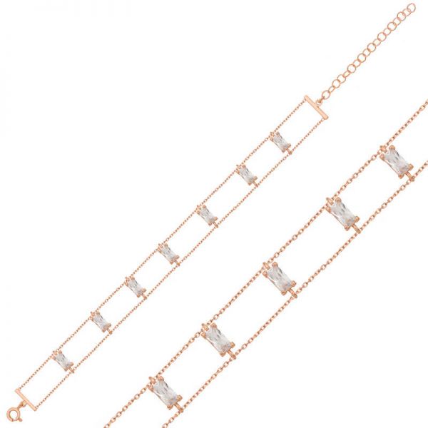 Gümüş Baget Taşlı Bayan Bileklik