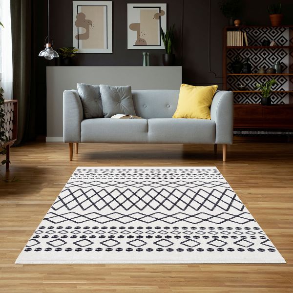 Siela | Latex Yıkanabilen Halı | Beyaz | 1707-White