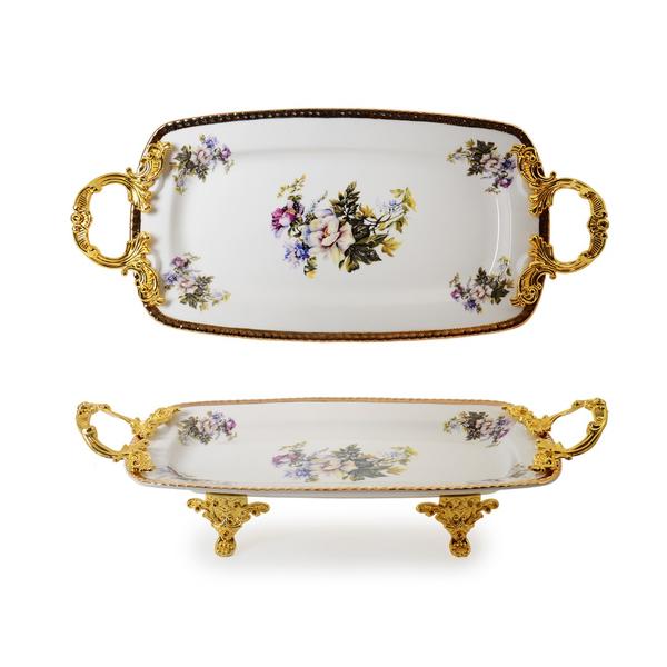 İpek | Metal Kulplu Porselen Meyvelik 35.5 Cm | DY8112-14