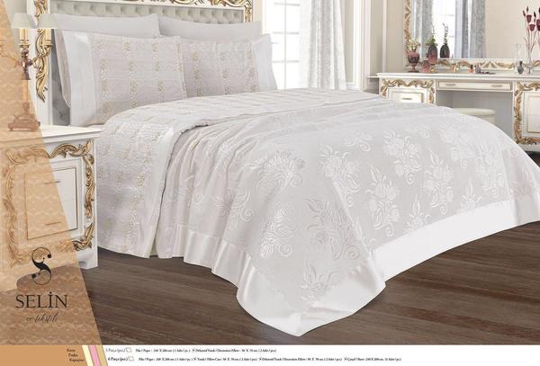 Fransız Güpürlü Pike Takımı Kübra Krem