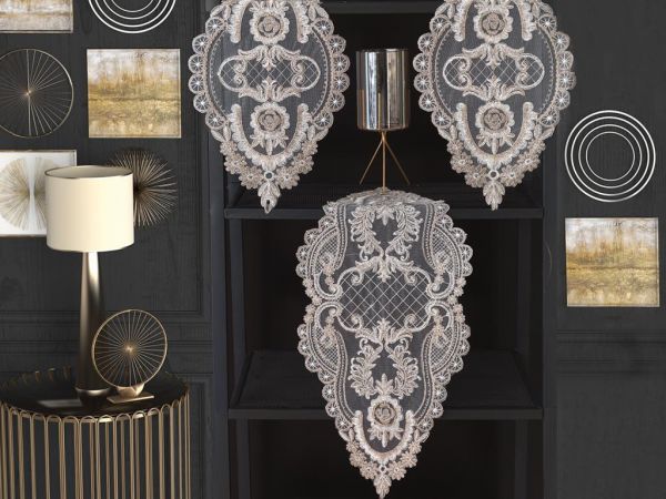 Ensemble de chambre à coucher brodé Melody Crème Or