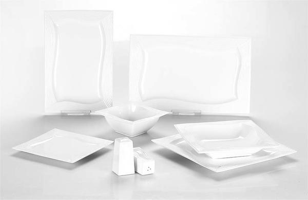 Schäfer 28 Parça Porselen Yemek Takımı S-Form Kare | Beyaz | 6 Kişilik | 30724