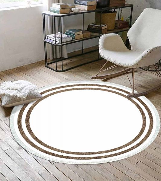 Birkilim Yuvarlak Yıkanabilir Dekoratif Halı İpeksi Kaymaz Taban | MLN-IP-YU-SD-302