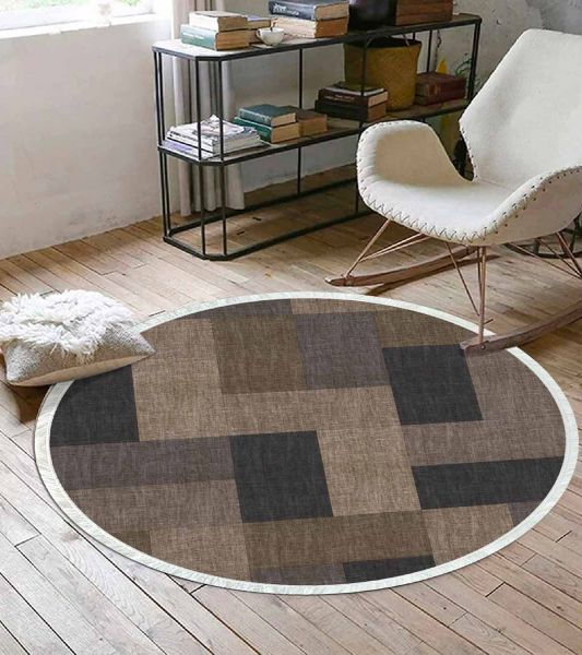 Birkilim Yuvarlak Yıkanabilir Dekoratif Halı İpeksi Kaymaz Taban | MLN-IP-YU-SD-368