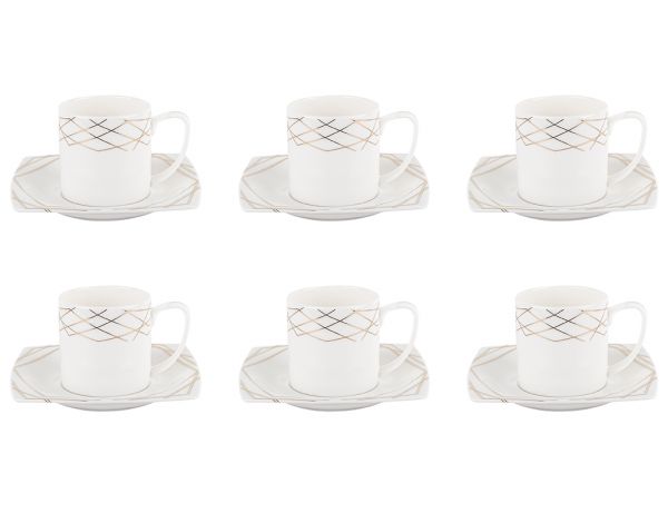 012-01-NEUE BONE CHINA LINE 12-TEILIGES QUADRATISCHES KAFFEESET