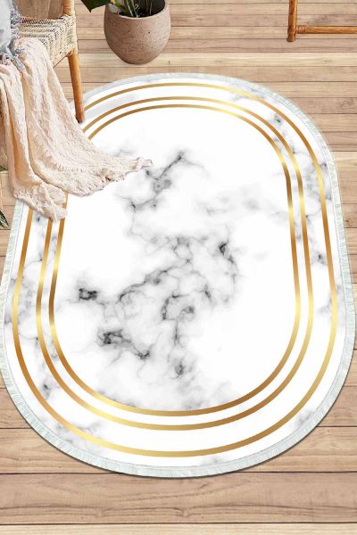 Birkilim Oval Yıkanabilir İpeksi Kaymaz Taban Dekoratif Halı | MLN-IP-O-SD-047