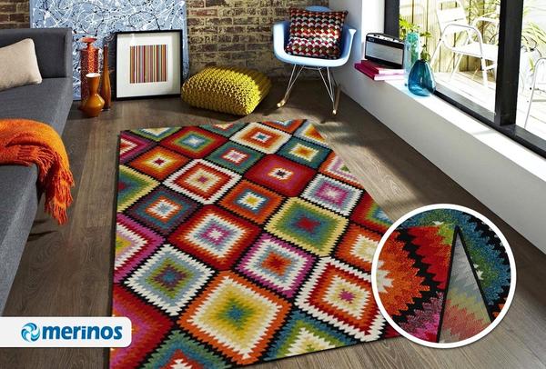 Merinos Diamond Relief Halı | Renkli | 22865-110-Multi