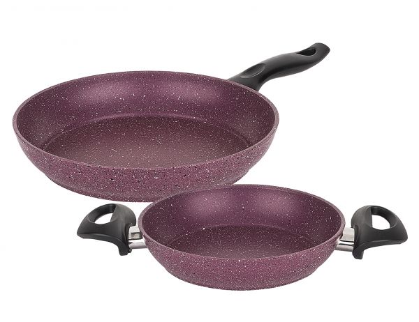 003-01-ensemble de poêles à frire en granit violet 2 pièces en granit de qualité supérieure