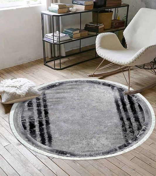 Birkilim Yuvarlak Yıkanabilir Dekoratif Halı İpeksi Kaymaz Taban | MLN-IP-YU-SD-236