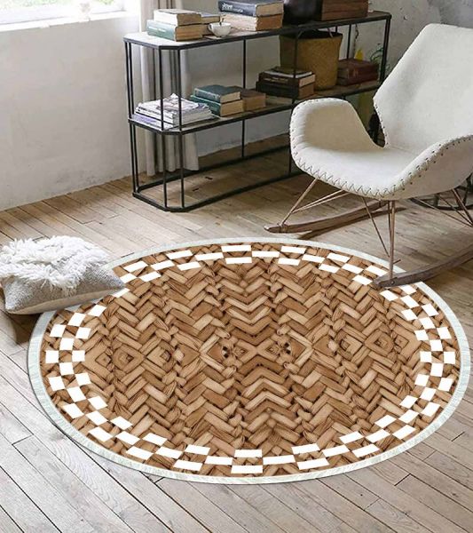 Birkilim Yuvarlak Yıkanabilir Dekoratif Halı İpeksi Kaymaz Taban | MLN-IP-YU-SD-360