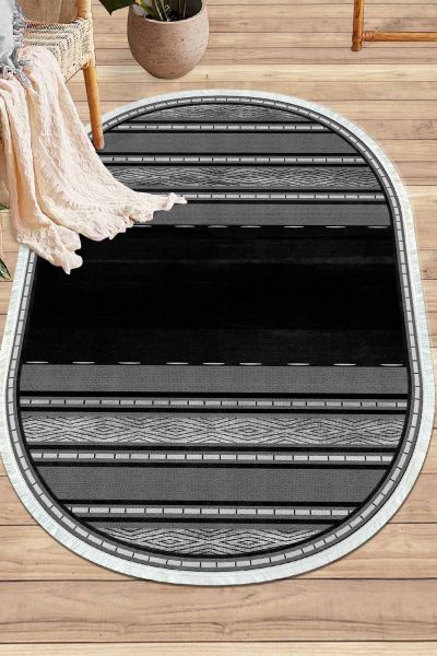 Birkilim Oval Yıkanabilir İpeksi Kaymaz Taban Dekoratif Halı | MLN-IP-O-SD-045