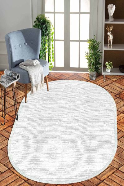 Birkilim Oval Yıkanabilir İpeksi Kaymaz Taban Dekoratif Halı | MLN-IP-O-HT-732