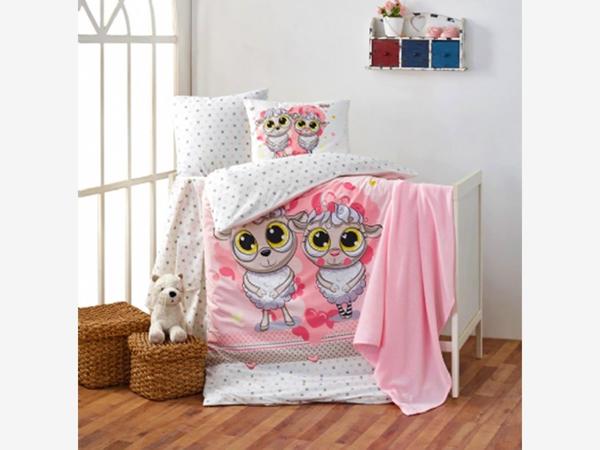 Kristal Bebek Nevresim Takımı Happy Lambs Pembe