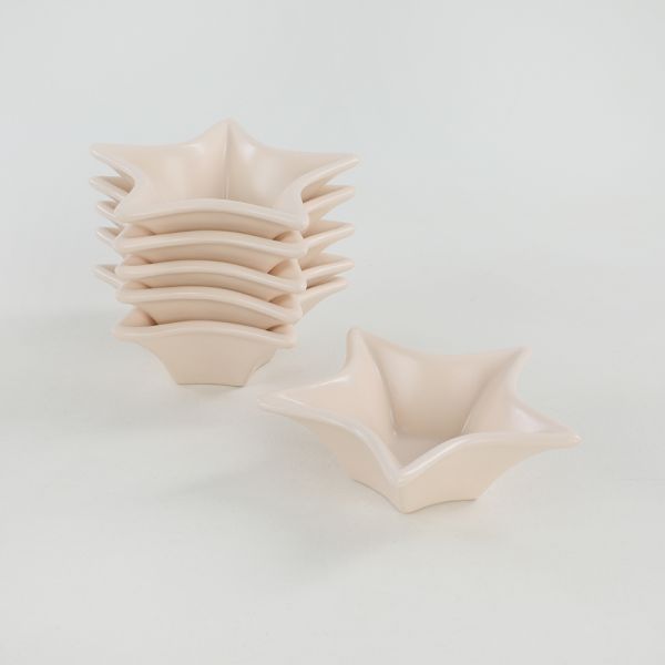 Matt Cream Star Keks- / Saucenhalter 16 cm 6 Stück | Keramik