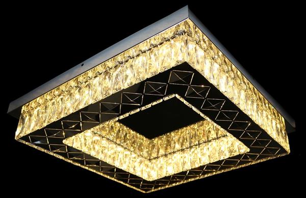 Dekonaz Kristal LED Kare Tavan Lambası MP3 Bluetooth 60cm | DTX-C27-24
