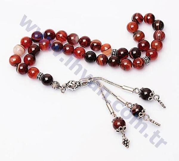 Akik Taşı Tesbih (925 AYAR GÜMÜŞLÜ 8mm)