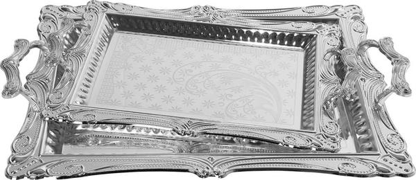 Dekonaz 2'li Çay ve Servis Tepsisi - Gümüş