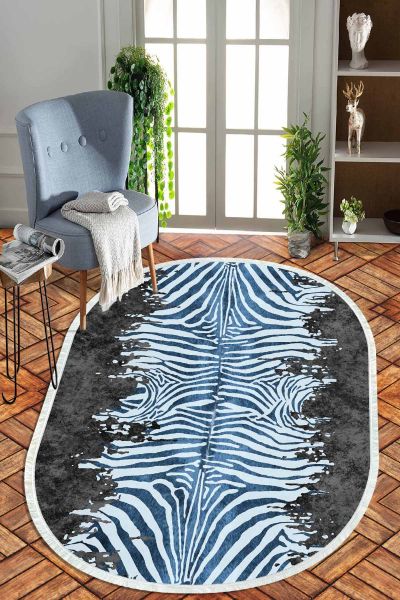 Birkilim Oval Yıkanabilir İpeksi Kaymaz Taban Dekoratif Halı | MLN-IP-O-HT-1118