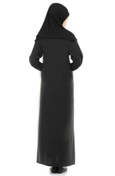 İHVAN 5007-1 Siyah Kendinden Örtülü Pratik Namaz Elbisesi