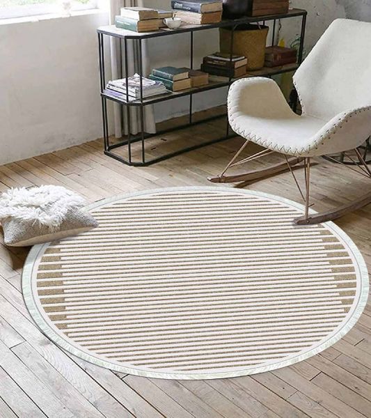 Birkilim Yuvarlak Yıkanabilir Dekoratif Halı İpeksi Kaymaz Taban | MLN-IP-YU-SD-319