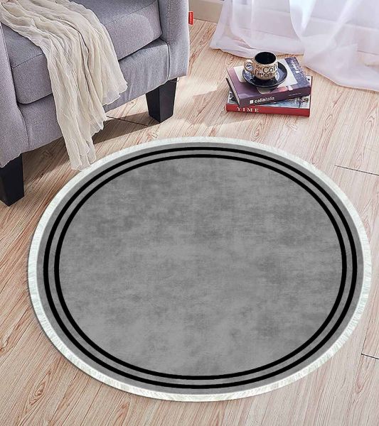 Birkilim Yuvarlak Yıkanabilir Dekoratif Halı İpeksi Kaymaz Taban | MLN-IP-YU-HT-431