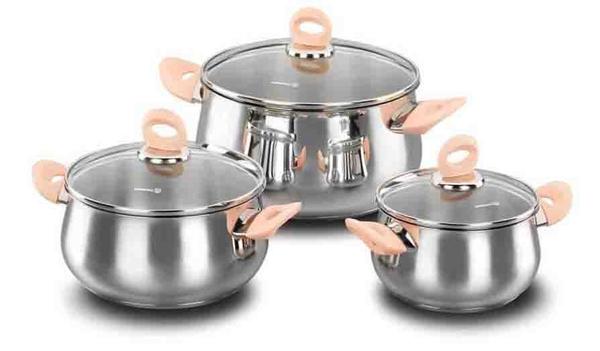 Korkmaz Flamingo 3'lü Tencere Seti 6 Parça | Gümüş | A1629