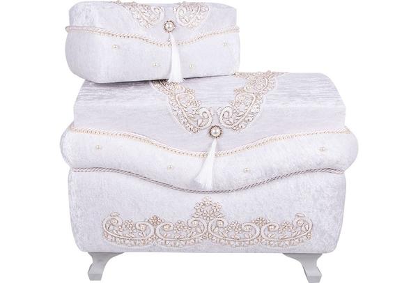 Dekonaz 2'li Dantel İnci Süslemeli Çeyiz Sandığı By-sdk-0010