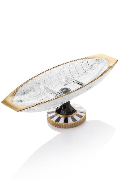 Queen's Kitchen | Lüx Şeffaf Altın Ayaklı Bölmeli Servis