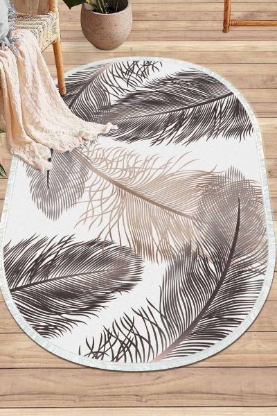 Birkilim Oval Yıkanabilir İpeksi Kaymaz Taban Dekoratif Halı | MLN-IP-O-HY-1365