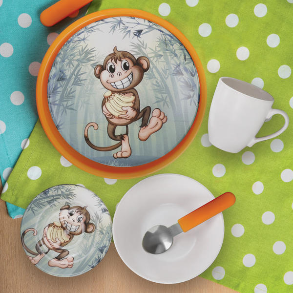 Neşeli Maymun Mama Takımı 4 Parça - 18908 | Keramika