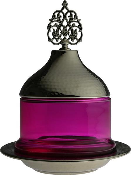 Dekonaz Gümüş Tepsi ve Kapaklı Lokumluk / Şekerlik | Pembe | Sek-0004