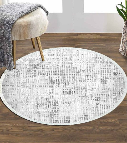 Birkilim Yuvarlak Yıkanabilir Dekoratif Halı İpeksi Kaymaz Taban | MLN-IP-YU-HT-1348