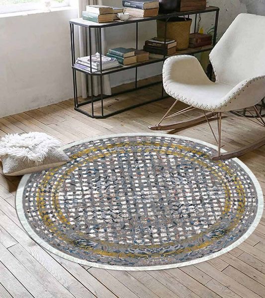 Birkilim Yuvarlak Yıkanabilir Dekoratif Halı İpeksi Kaymaz Taban | MLN-IP-YU-SD-229
