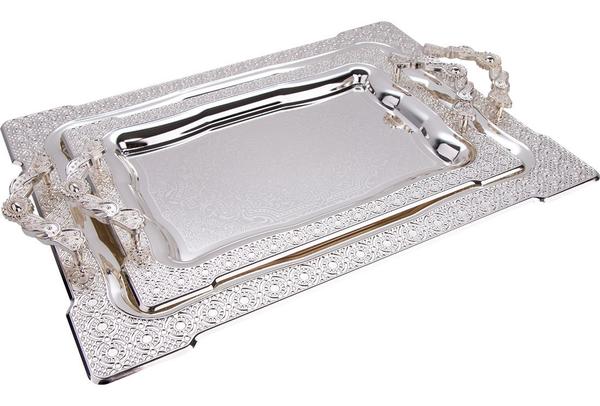 Bavary İkili Elegance Tepsi Yüksek Kalite | Gümüş | By-2214dl-mh79