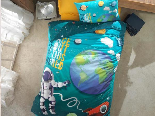 Cottonbox Junior Little Astronaut Einzelbettbezug Set Türkis