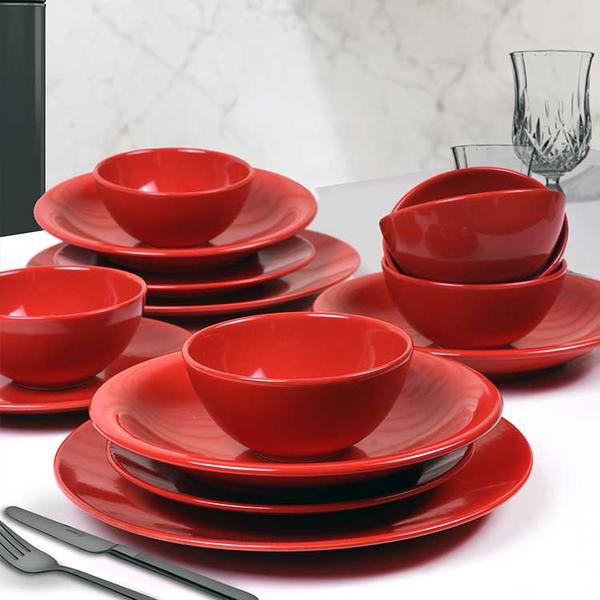 Ege Red Dinner Set 24 Pieces for 6 People | Keramika