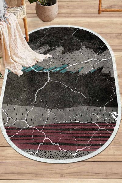 Birkilim Oval Yıkanabilir İpeksi Kaymaz Taban Dekoratif Halı | MLN-IP-O-SD-308