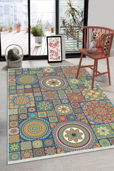 Birkilim Yıkanabilir Dekoratif Halı İpeksi Kaymaz Taban | MLN-IP-HS-306