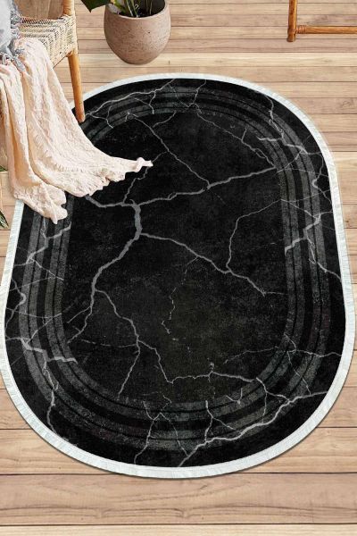 Birkilim Oval Yıkanabilir İpeksi Kaymaz Taban Dekoratif Halı | MLN-IP-O-HY-1336