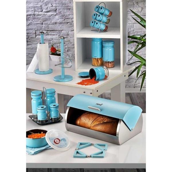 Neva Sweet Mutfak Seti | Ekmeklik Havluluk Tuzluk Kupalık | Turkuaz | N987