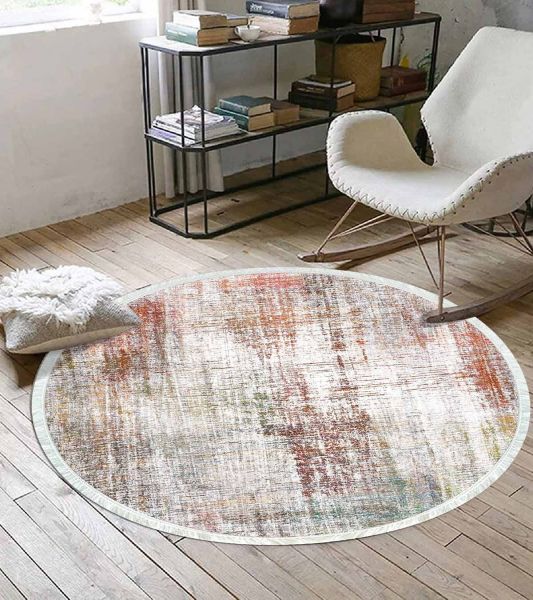 Birkilim Yuvarlak Yıkanabilir Dekoratif Halı İpeksi Kaymaz Taban | MLN-IP-YU-HY-1285