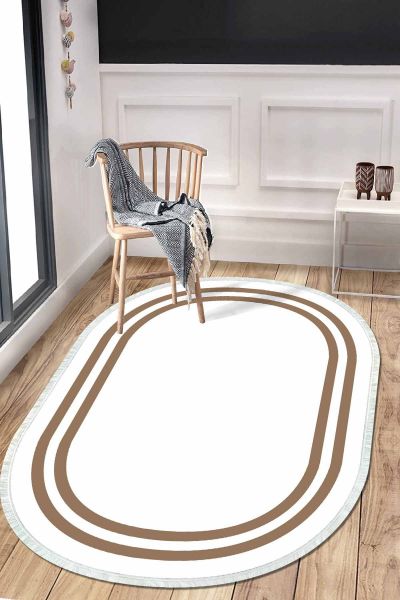 Birkilim Oval Yıkanabilir İpeksi Kaymaz Taban Dekoratif Halı | MLN-IP-O-HT-533