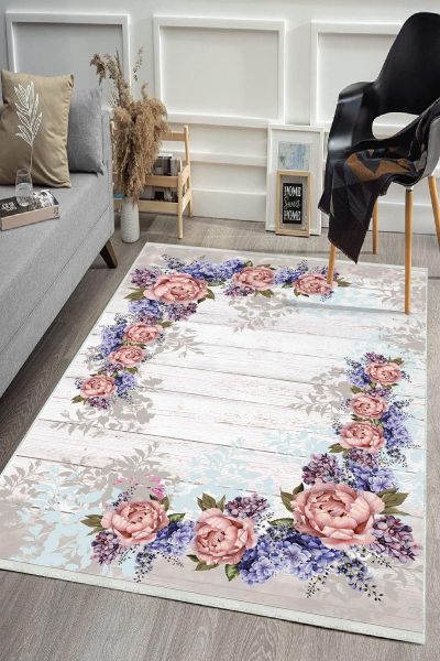 Birkilim Yıkanabilir Dekoratif Halı İpeksi Kaymaz Taban | MLN-IP-HS-454