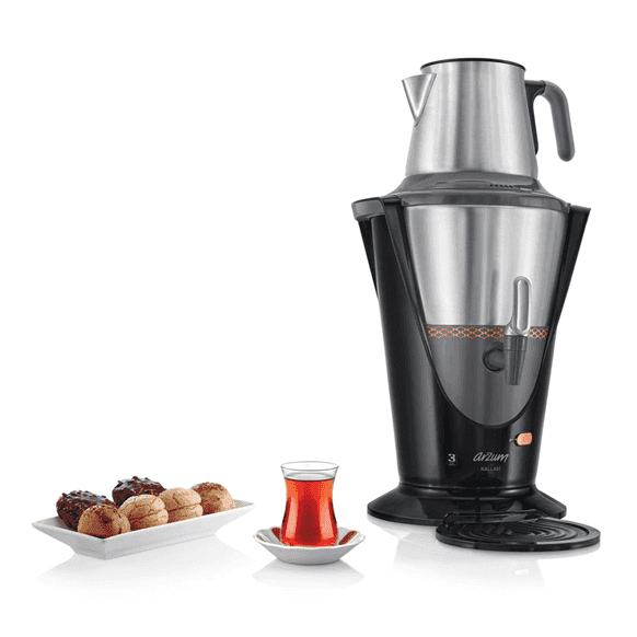 Arzum Kallavi Stainless Samoware elektrischer Teekocher Schwarz AR3013-B