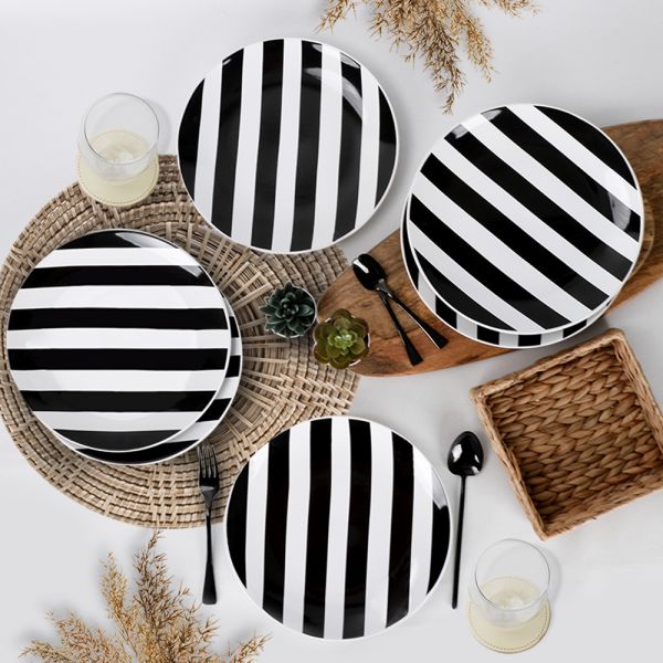 Simetri Siyah Alfa Servis Tabağı 27 Cm 6 Adet | Keramika