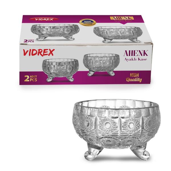 AHE-2B/2 AHENK CAM AYAKLI KASE 2LI RENKLI KUTU |IPEK-53017