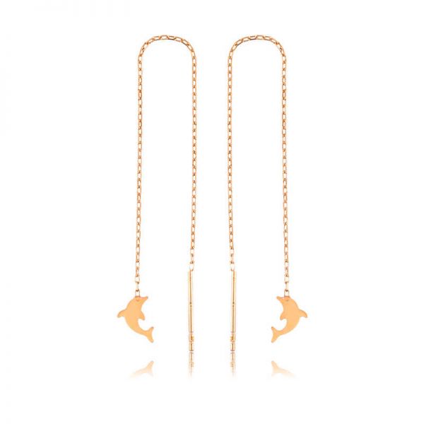 Gümüş Zincirli Yunus Balığı Küpe