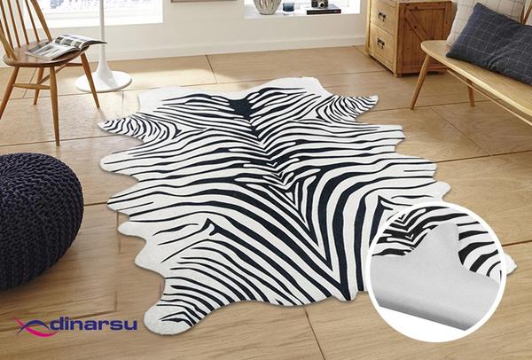 Dinarsu Kaplan Desen Yıkanabilen Halı | Sunshine | Siyah | 1080-black